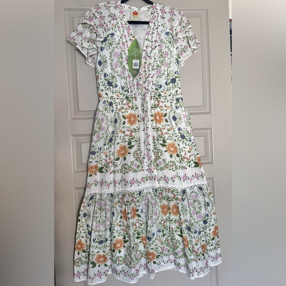 NWT Farm Rio Floral Lace Garden Midi Dress medium - Picture 3 of 10